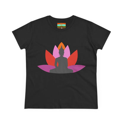 Buddha Lotus Women's Cotton Tee | Tropical | Mindfulness & Yoga Apparel