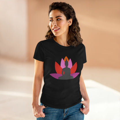 Buddha Lotus Women's Cotton Tee | Tropical | Mindfulness & Yoga Apparel