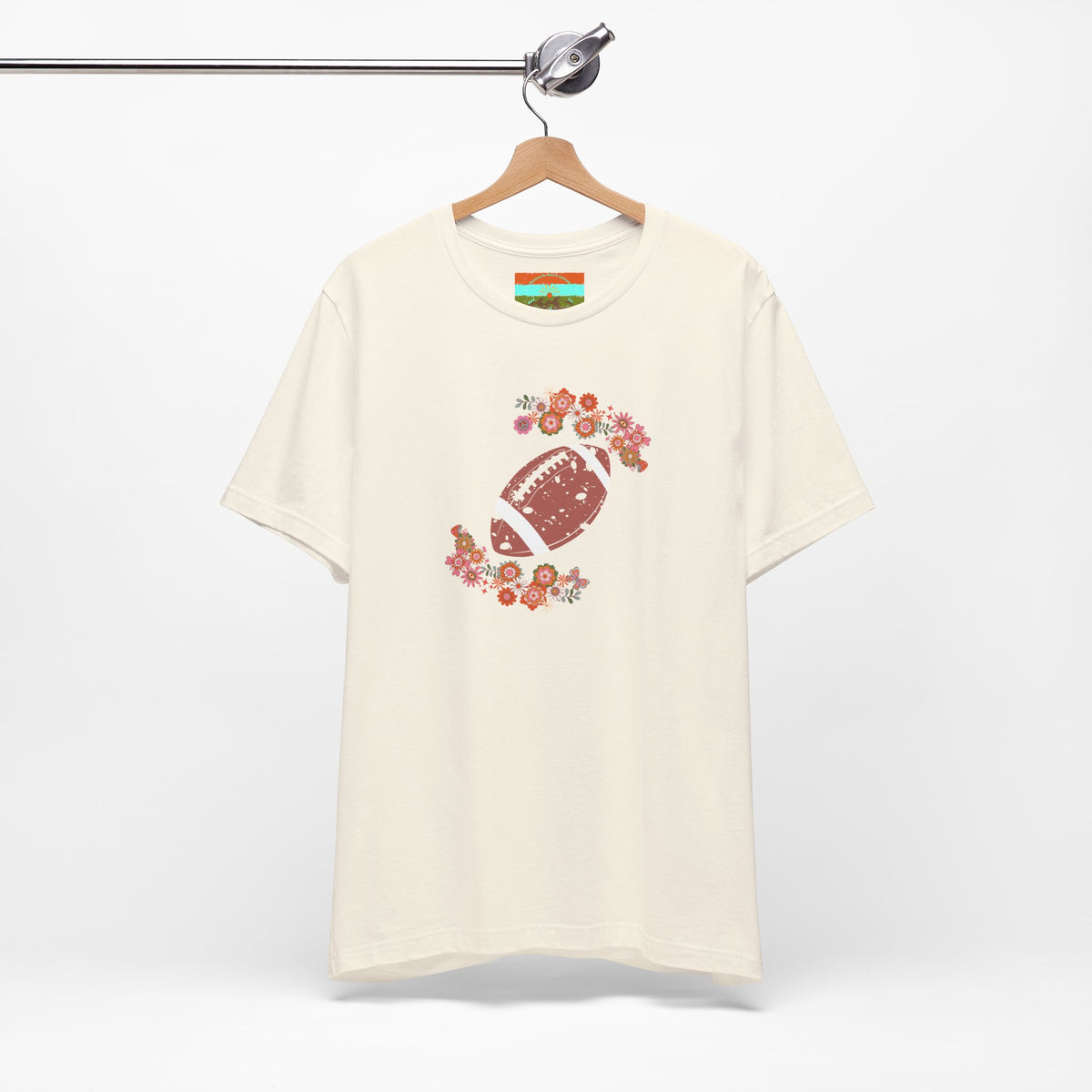 Vintage Floral Football Graphic Tee | 60s Hippie Style