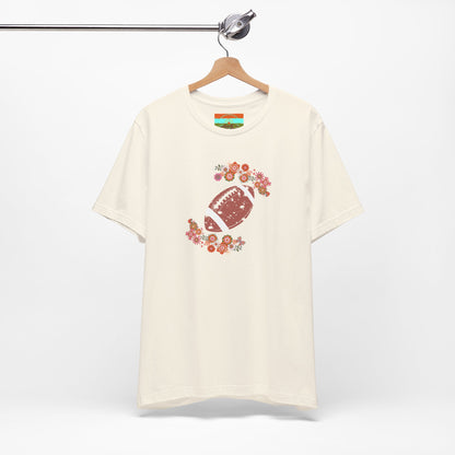 Vintage Floral Football Graphic Tee | 60s Hippie Style