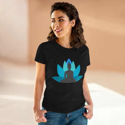 Buddha Lotus Women's Cotton Tee | Tranquil | Mindfulness & Yoga Apparel
