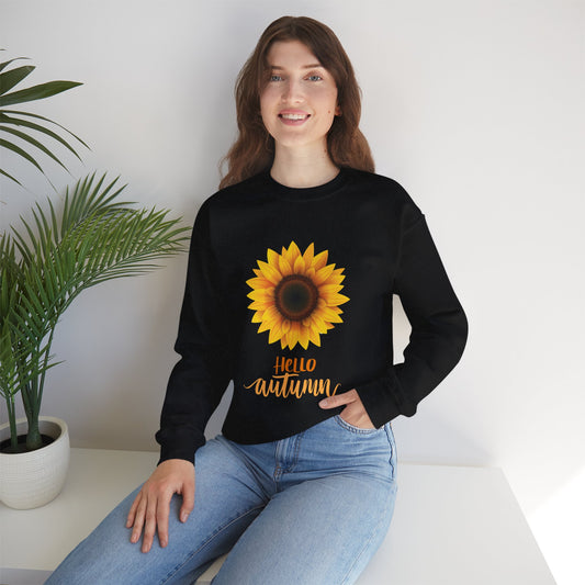 Hello Autumn Sunflower Crewneck Sweatshirt
