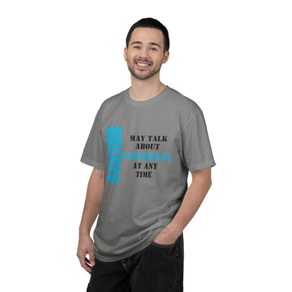 CAUTION: May Talk About Football Graphic Tee | Unisex Garment-Dyed T-Shirt