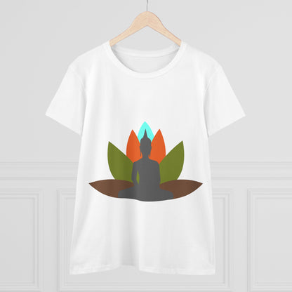 Buddha + Lotus Flower Earth Women's Midweight Cotton Tee