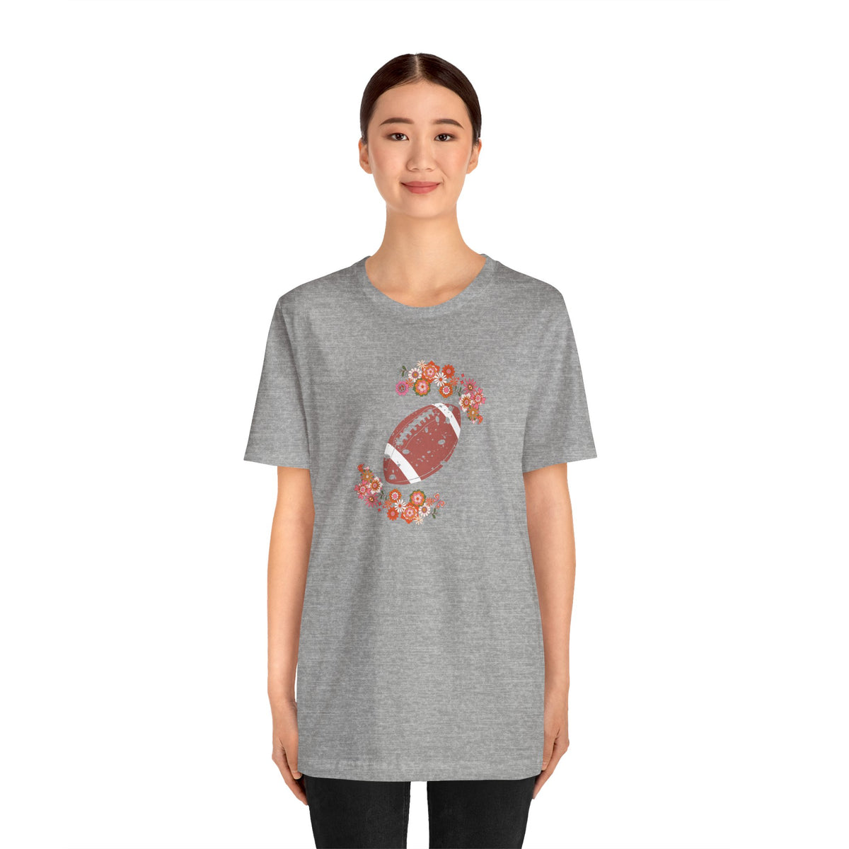 Vintage Floral Football Graphic Tee | 60s Hippie Style