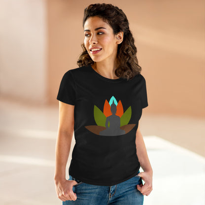 Buddha Lotus Women's Cotton Tee | Earth | Mindfulness & Yoga Apparel