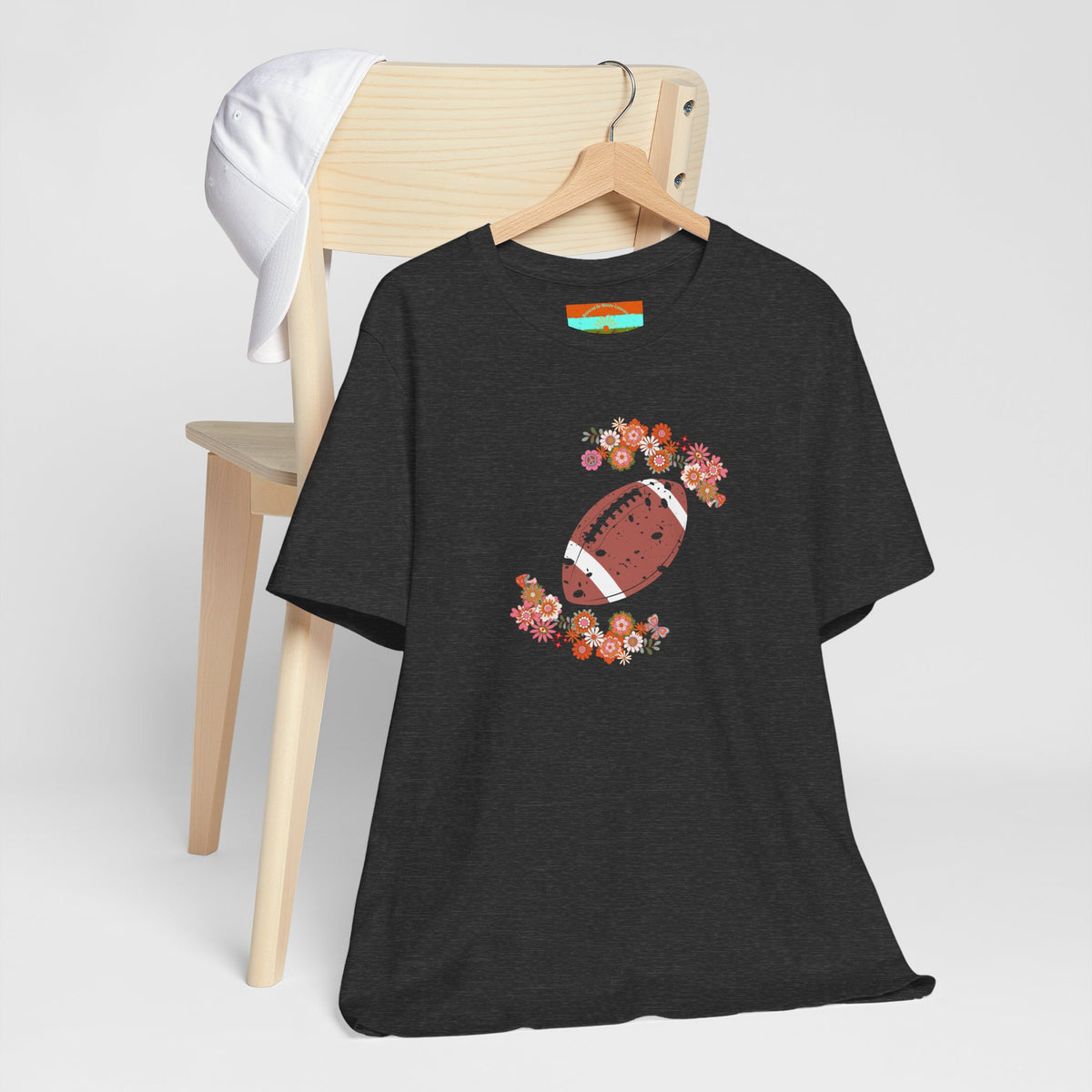 Vintage Floral Football Graphic Tee | 60s Hippie Style