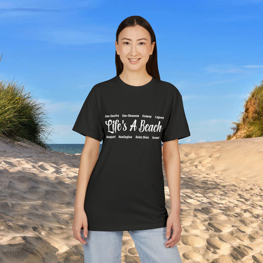 Life’s A Beach – Orange County Unisex Sueded T-Shirt | Beach Lover Tee