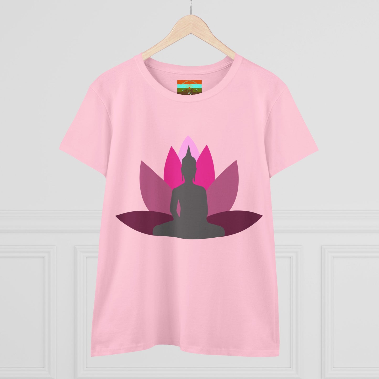 Buddha Lotus Women's Cotton Tee | Cerise | Mindfulness & Yoga Apparel