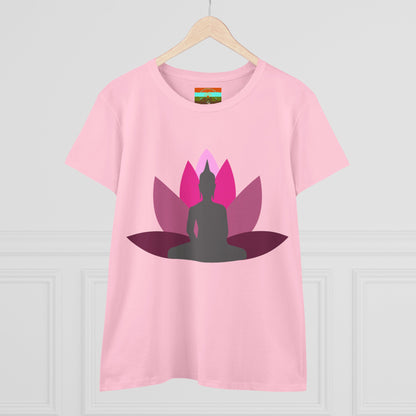 Buddha Lotus Women's Cotton Tee | Cerise | Mindfulness & Yoga Apparel
