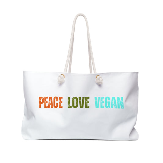 Peace Love Vegan Canvas Weekender Bag