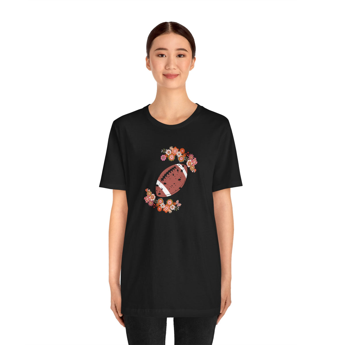 Vintage Floral Football Graphic Tee | 60s Hippie Style
