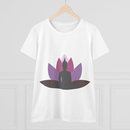 Buddha + Lotus Flower Mauve Women's Midweight Cotton Tee