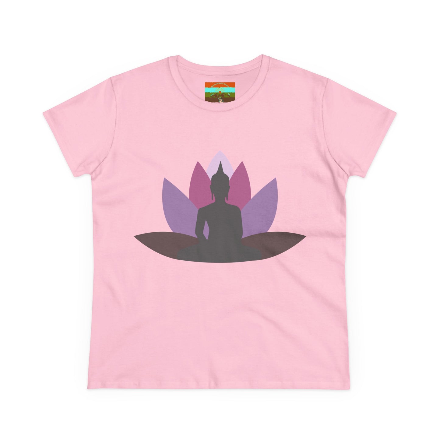 Buddha Lotus Women's Cotton Tee | Mauve | Mindfulness & Yoga Apparel