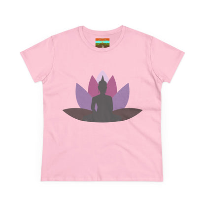 Buddha Lotus Women's Cotton Tee | Mauve | Mindfulness & Yoga Apparel