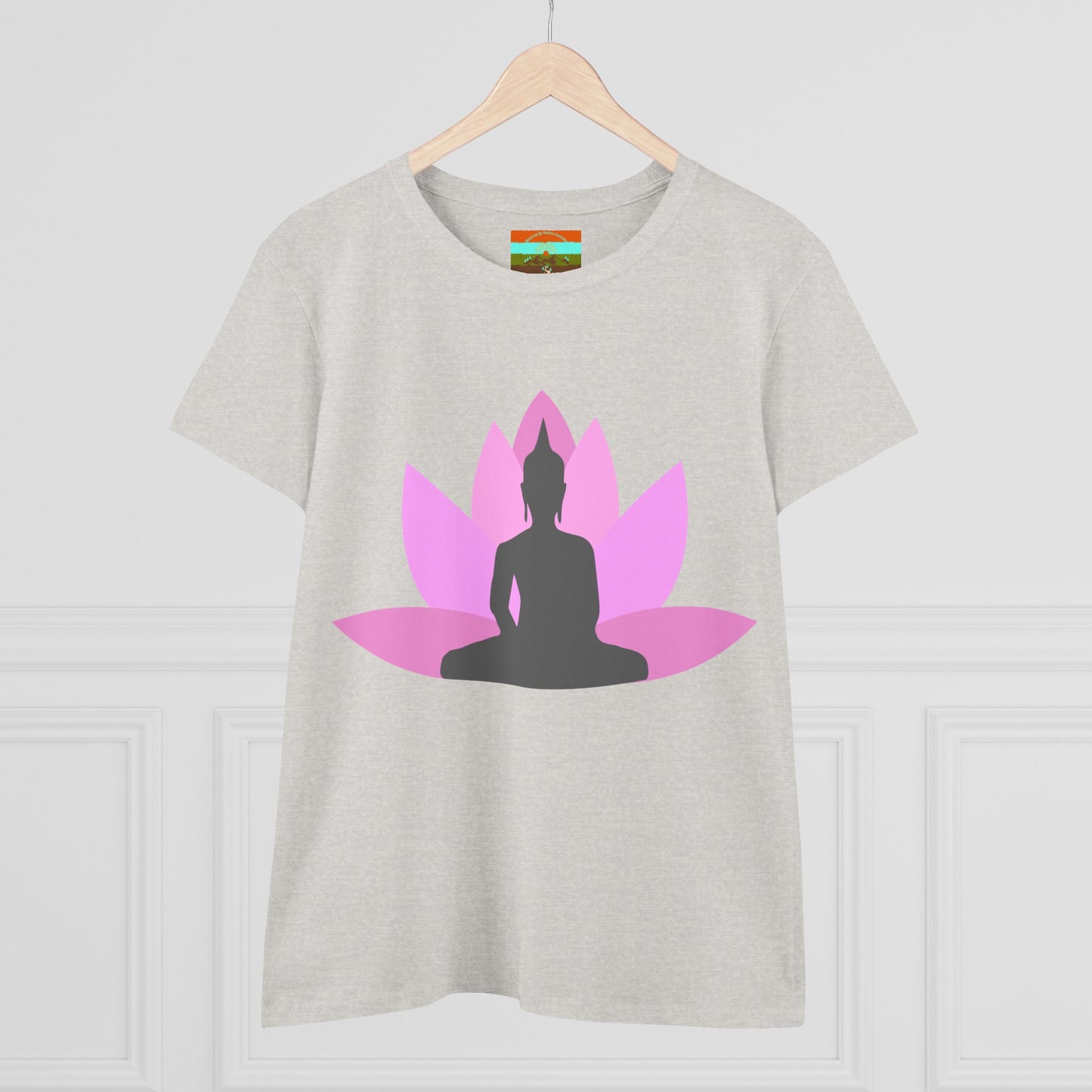 Buddha Lotus Women's Cotton Tee | Bubblegum | Mindfulness & Yoga Apparel