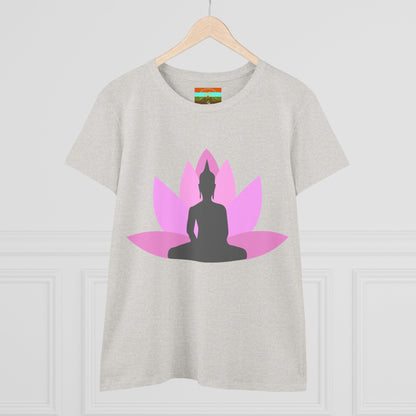 Buddha Lotus Women's Cotton Tee | Bubblegum | Mindfulness & Yoga Apparel