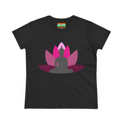 Buddha Lotus Women's Cotton Tee | Cerise | Mindfulness & Yoga Apparel