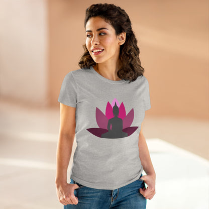 Buddha Lotus Women's Cotton Tee | Cerise | Mindfulness & Yoga Apparel