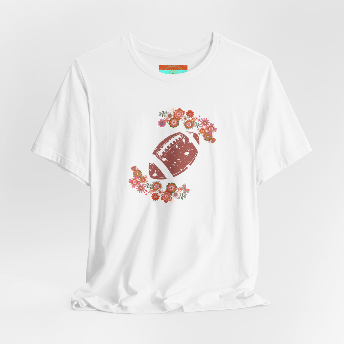 Vintage Floral Football Graphic Tee | 60s Hippie Style