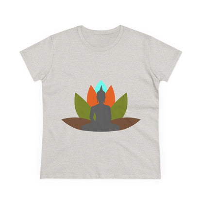 Buddha + Lotus Flower Earth Women's Midweight Cotton Tee