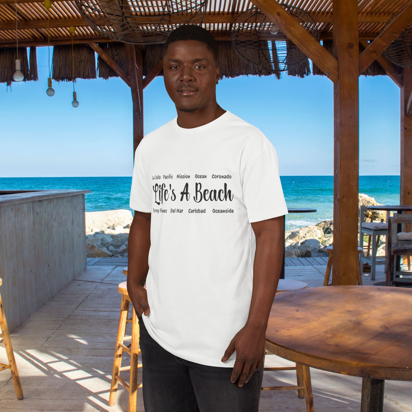 Life’s A Beach – San Diego Unisex Sueded T-Shirt | Beach Lover Tee