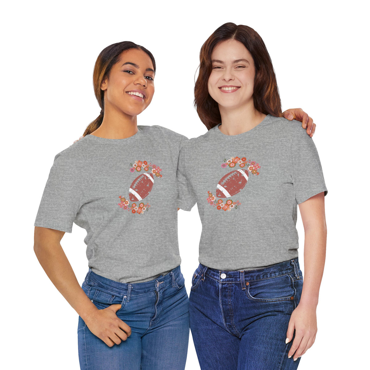 Vintage Floral Football Graphic Tee | 60s Hippie Style