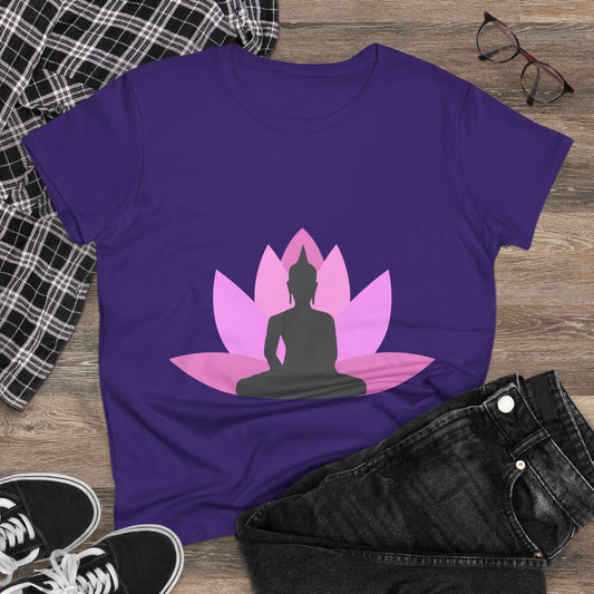 Buddha + Lotus Flower Bubblegum Women's Midweight Cotton Tee