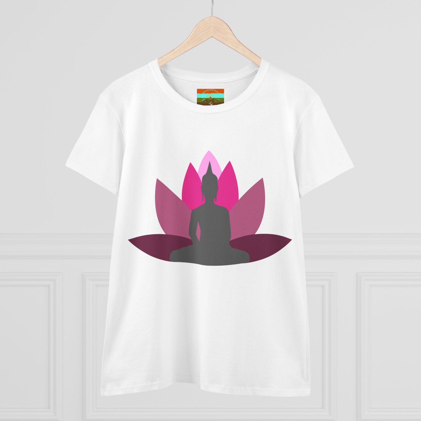 Buddha Lotus Women's Cotton Tee | Cerise | Mindfulness & Yoga Apparel