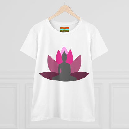 Buddha Lotus Women's Cotton Tee | Cerise | Mindfulness & Yoga Apparel