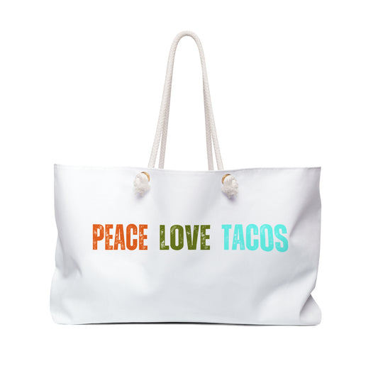 Peace Love Tacos Canvas Weekender Bag