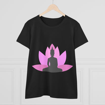 Buddha + Lotus Flower Bubblegum Women's Midweight Cotton Tee