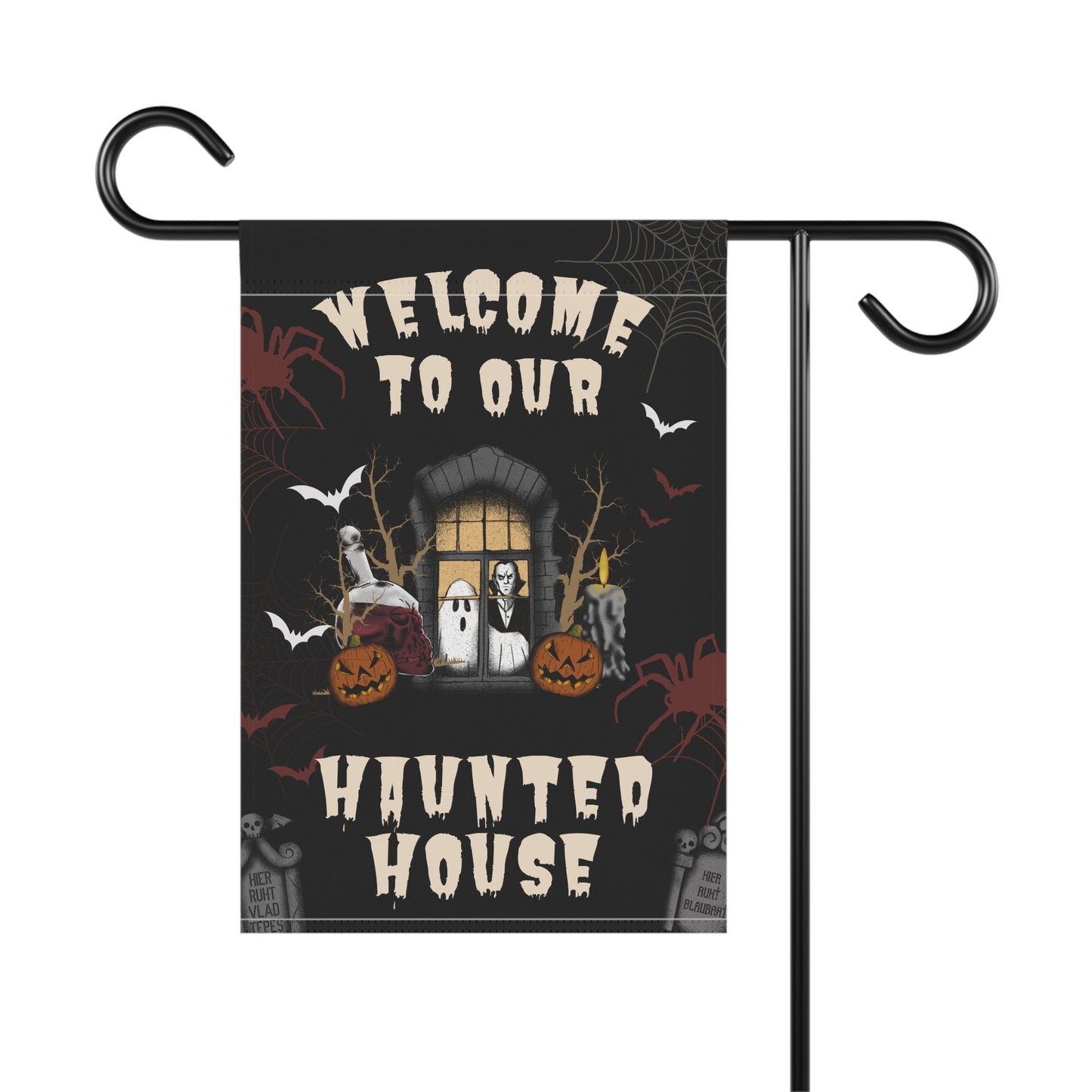Welcome To Our Haunted House Dracula Garden & House Banner