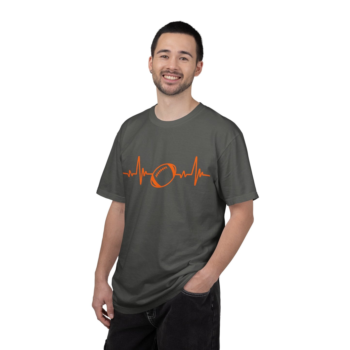Football Heartbeat Graphic Tee | Soft Cotton T-Shirt for Football Fans