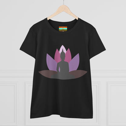 Buddha Lotus Women's Cotton Tee | Mauve | Mindfulness & Yoga Apparel