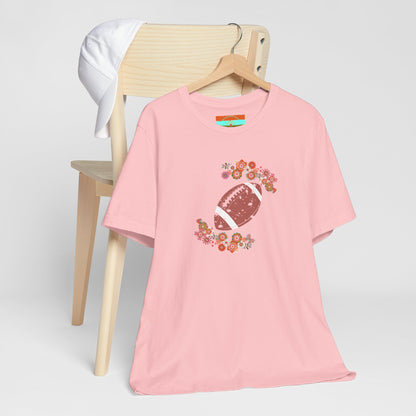 Vintage Floral Football Graphic Tee | 60s Hippie Style