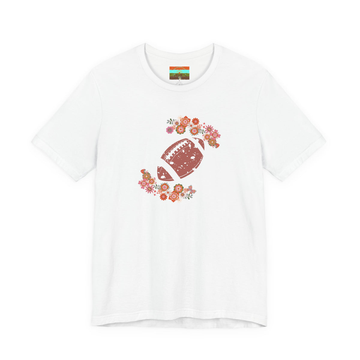 Vintage Floral Football Graphic Tee | 60s Hippie Style