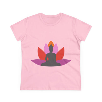 Buddha + Lotus Flower Tropical Women's Midweight Cotton Tee