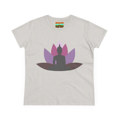 Buddha Lotus Women's Cotton Tee | Mauve | Mindfulness & Yoga Apparel