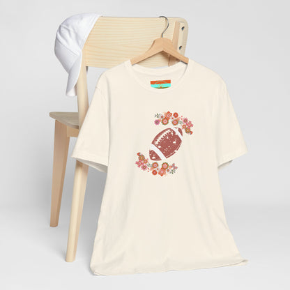 Vintage Floral Football Graphic Tee | 60s Hippie Style