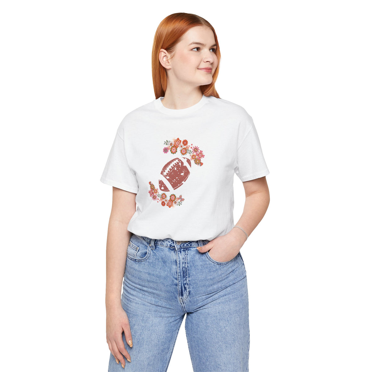 Vintage Floral Football Graphic Tee | 60s Hippie Style