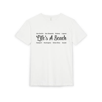 Life’s A Beach – Orange County Unisex Sueded T-Shirt | Beach Lover Tee
