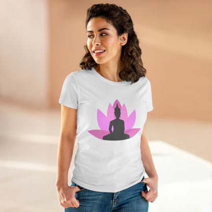 Buddha Lotus Women's Cotton Tee | Bubblegum | Mindfulness & Yoga Apparel