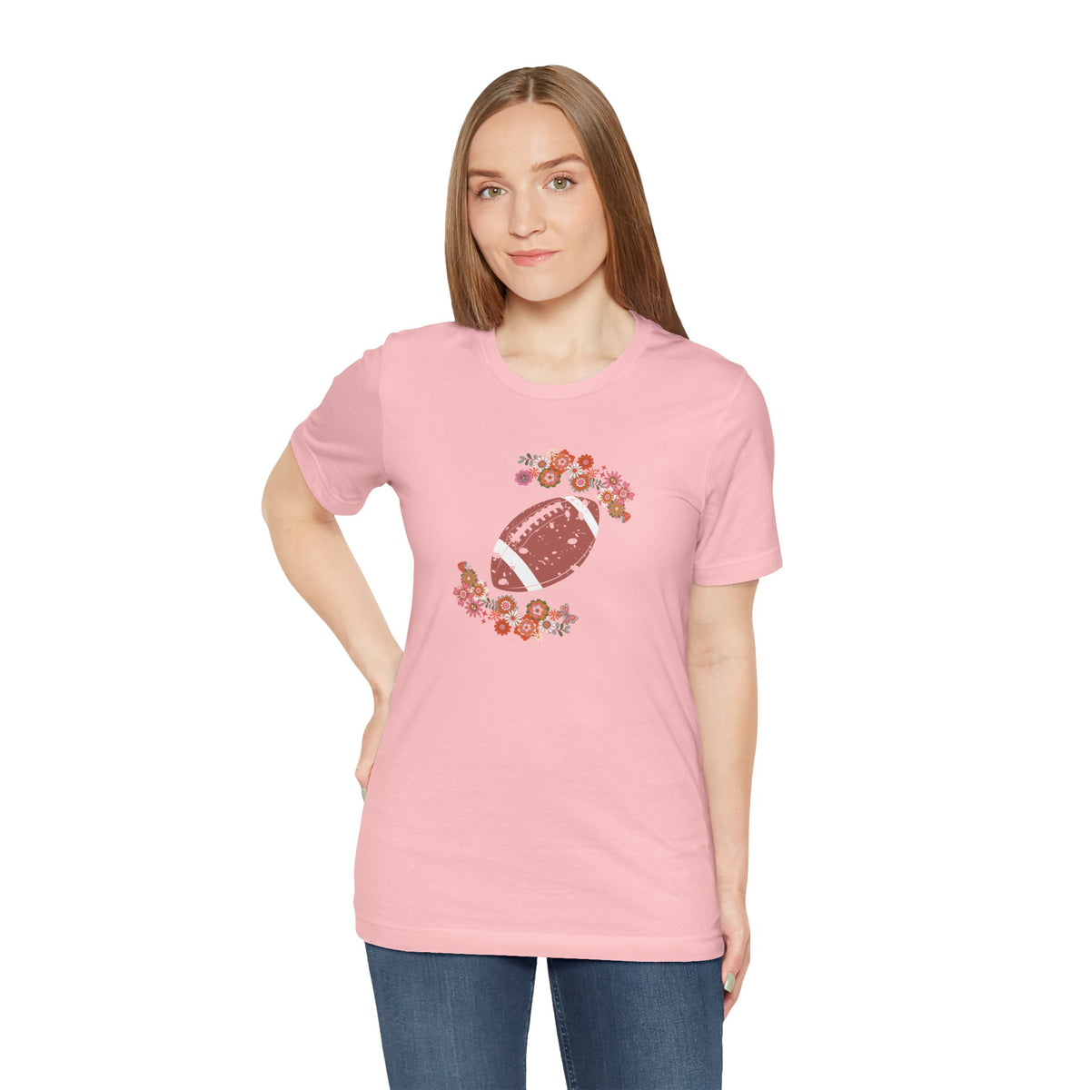 Vintage Floral Football Graphic Tee | 60s Hippie Style