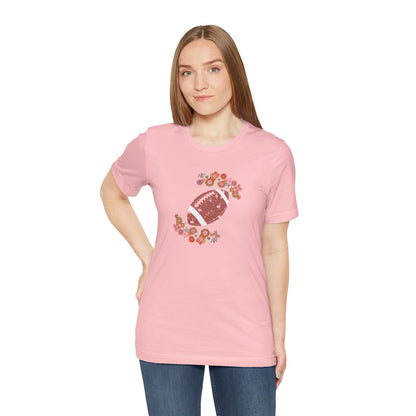 Vintage Floral Football Graphic Tee | 60s Hippie Style