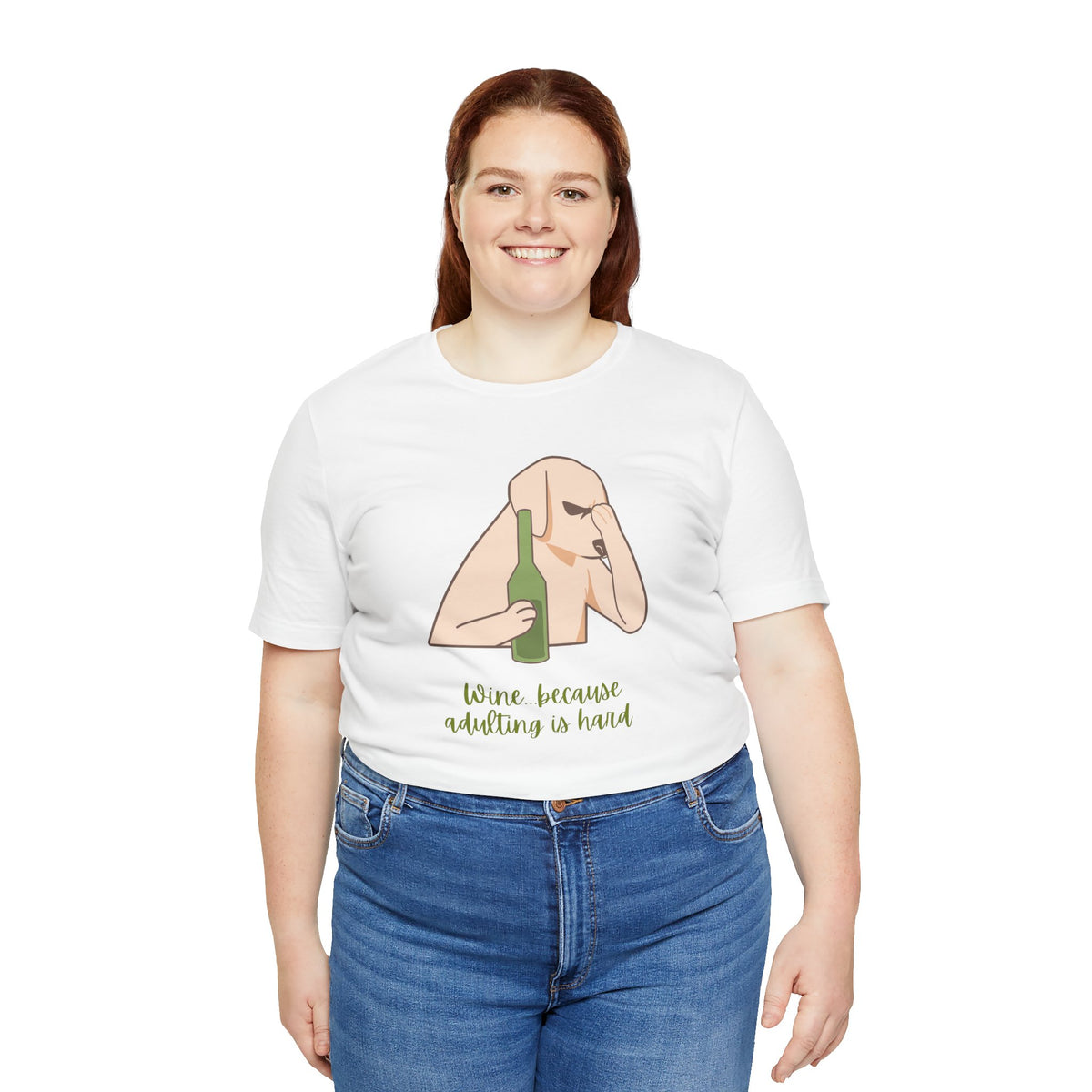 Wine...Because Adulting Is Hard | Unisex Jersey T-Shirt