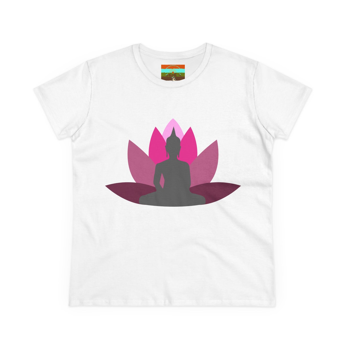 Buddha Lotus Women's Cotton Tee | Cerise | Mindfulness & Yoga Apparel