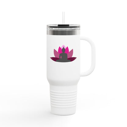 Buddha Lotus 40 oz Insulated Travel Tumbler | Cerise | Meditation & Yoga Drinkware
