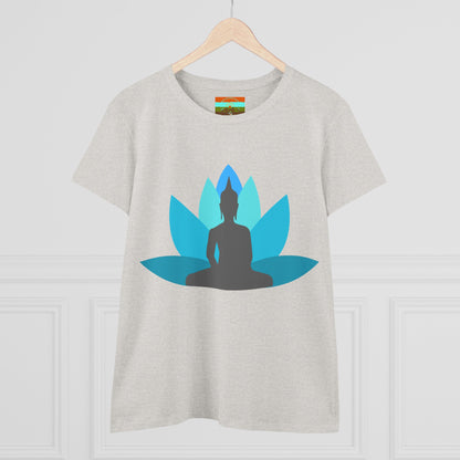 Buddha Lotus Women's Cotton Tee | Tranquil | Mindfulness & Yoga Apparel