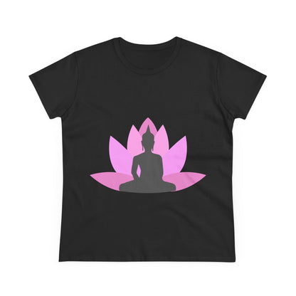 Buddha + Lotus Flower Bubblegum Women's Midweight Cotton Tee